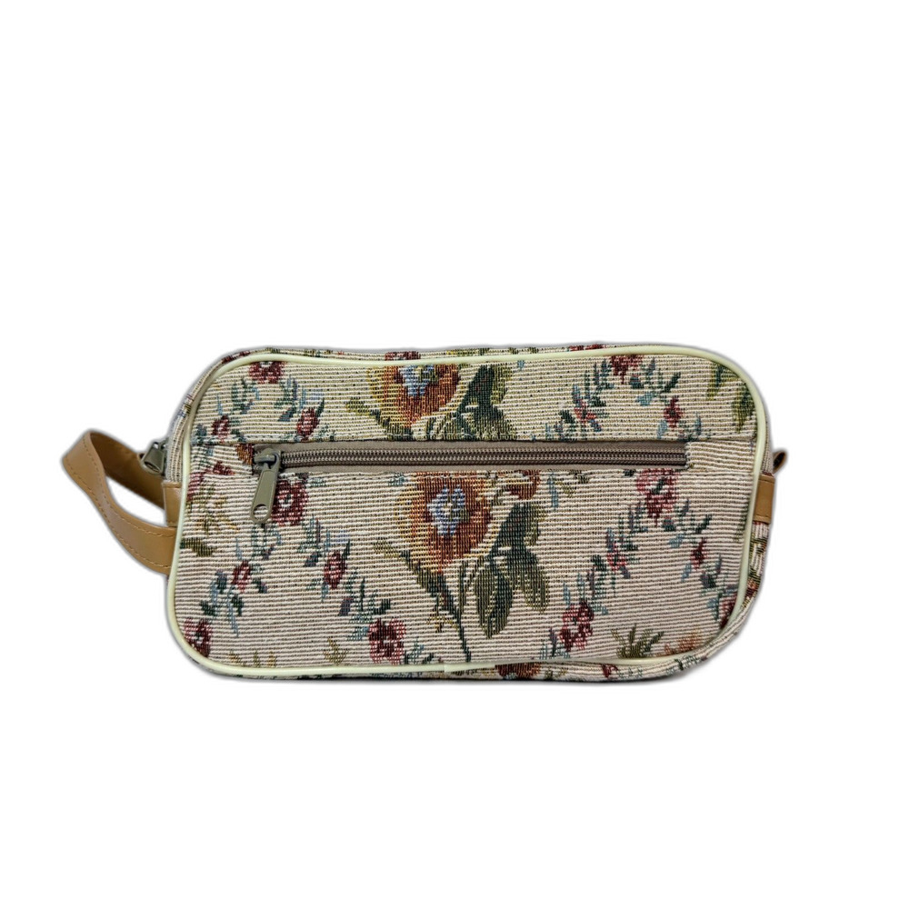 Floral Tapestry Cosmetic Travel Bag Organizer Cottagecore Grannycore EUC Clean